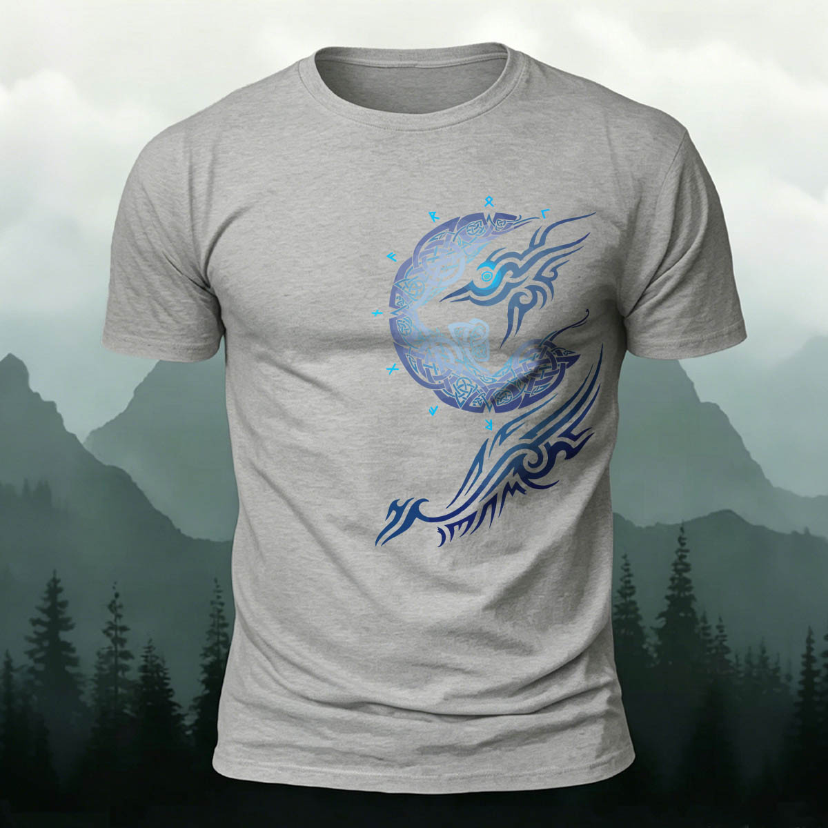 Mythical-Style Totem Print Casual Cotton T-Shirt