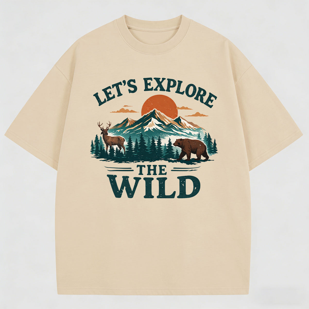 Men's Landscape Painting Print Cotton T-Shirt