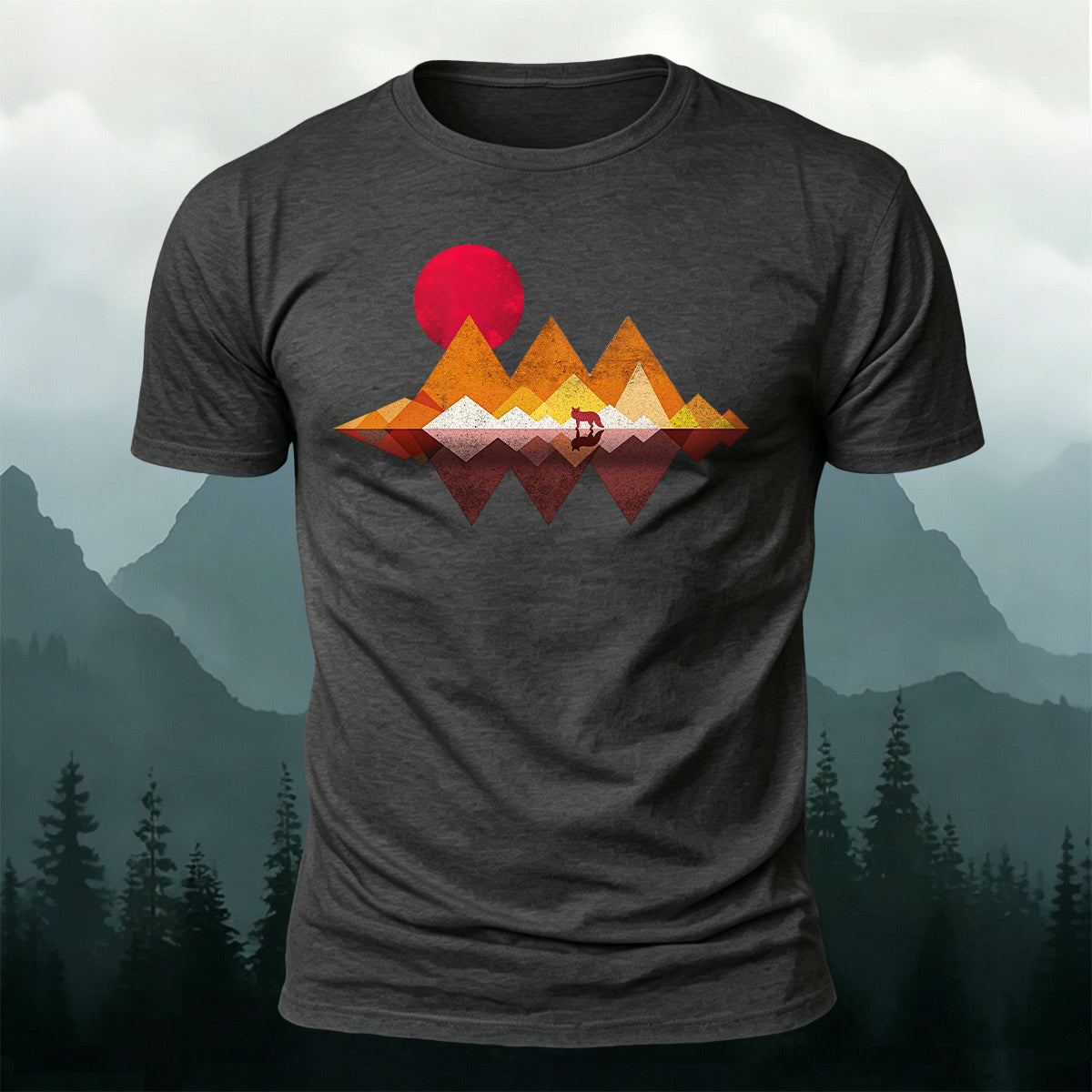Geometric Mountain Minimalist Natural Breathable T-Shirt