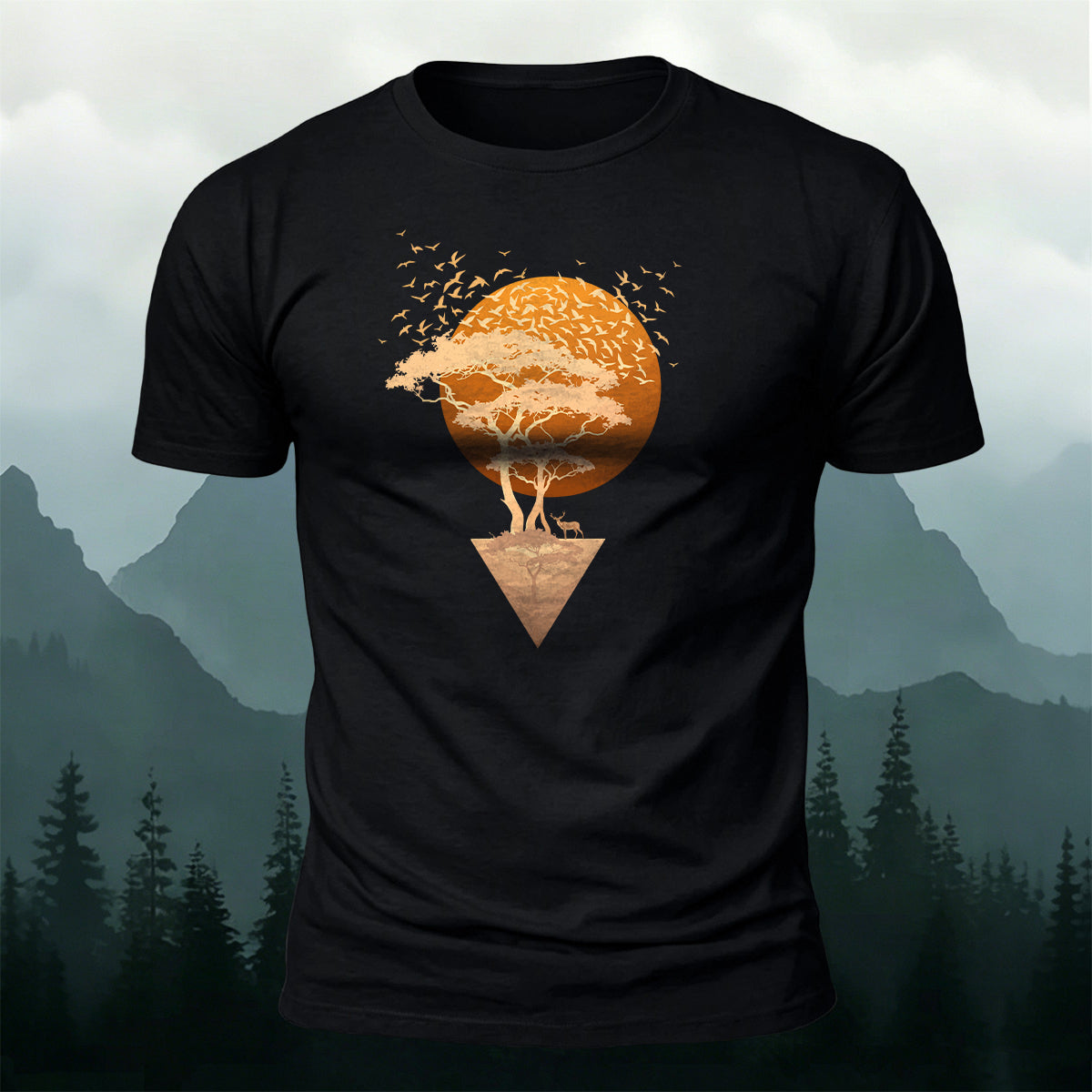 Sunset Forest 100% Cotton Casual T-Shirt