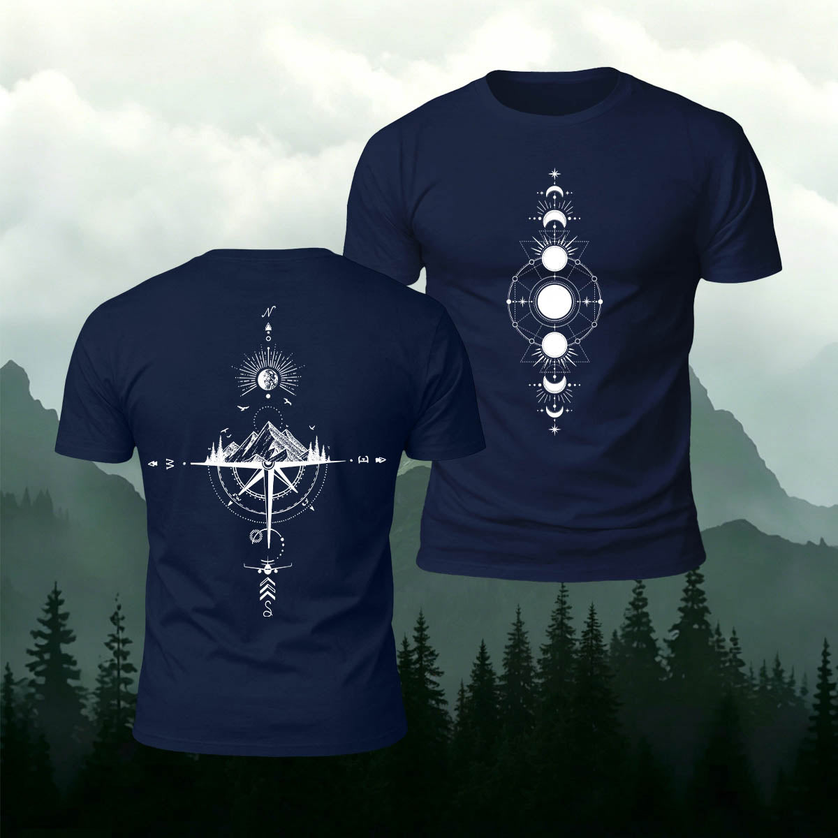 Cosmic and Nature Print Casual Cotton T-Shirt