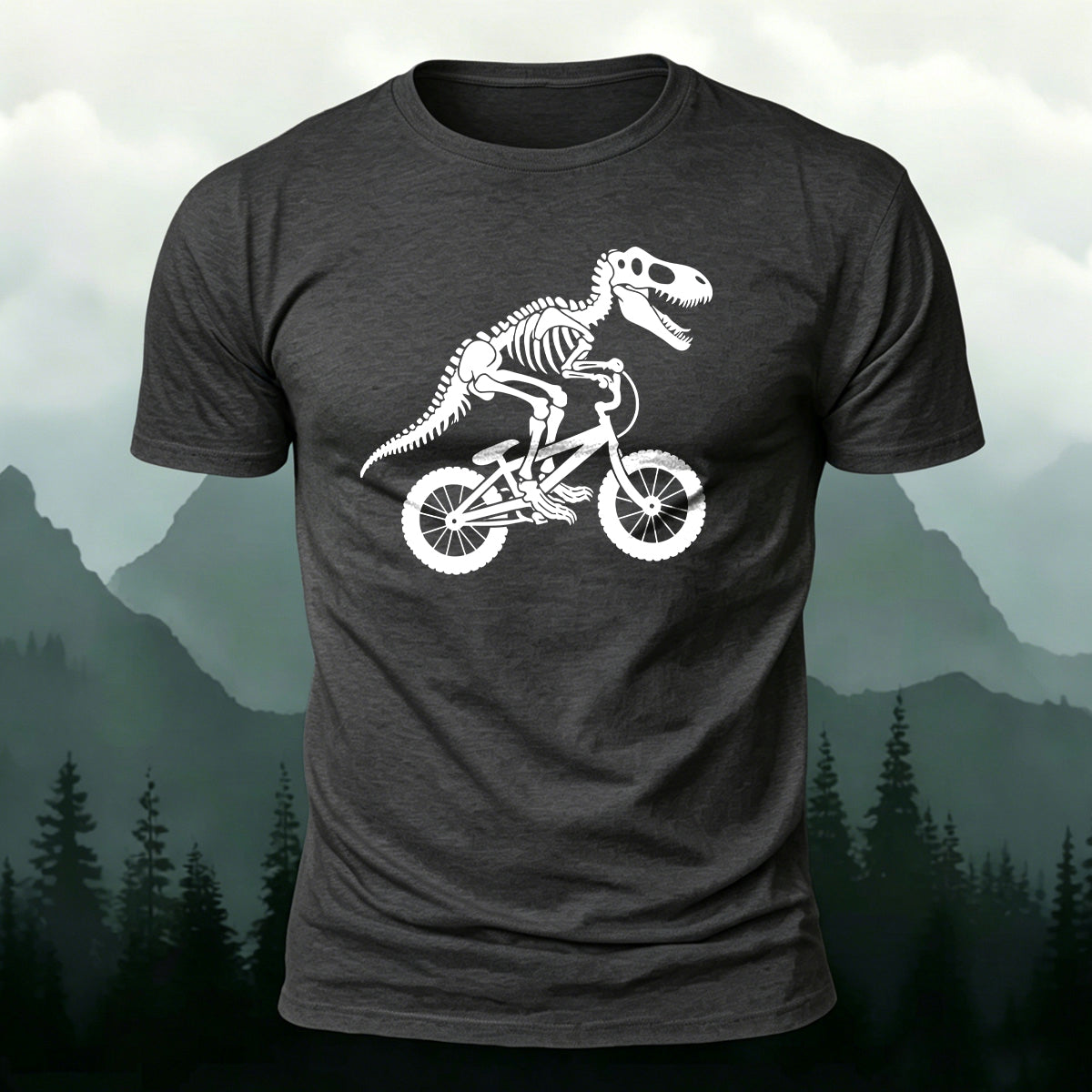 Dinosaur Fossil Cycling Art Print 100% Cotton T-Shirt