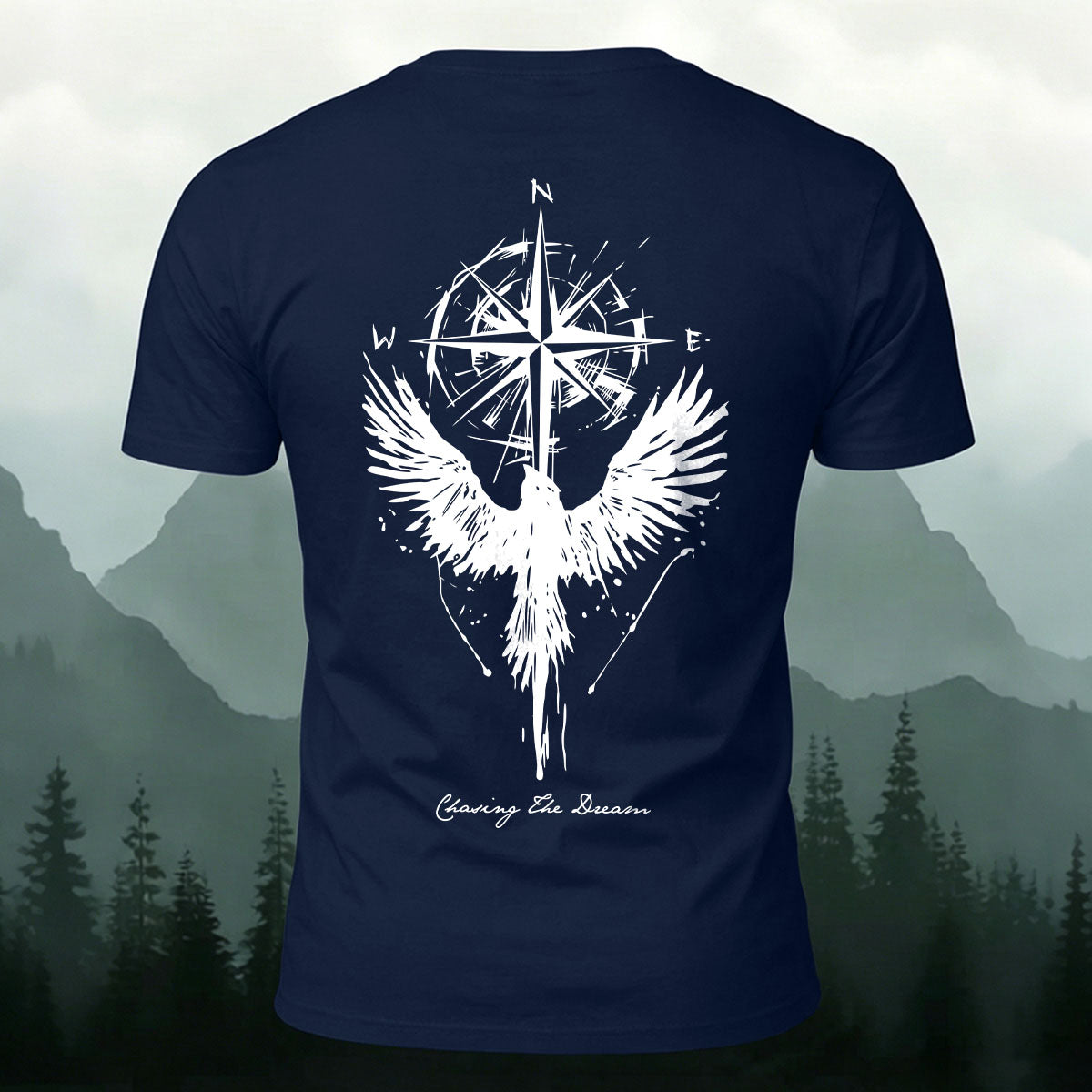 Phoenix Compass Print Casual Cotton T-Shirt