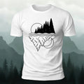Line-drawn Landscape Pattern Soft-touch Feel T-Shirt White