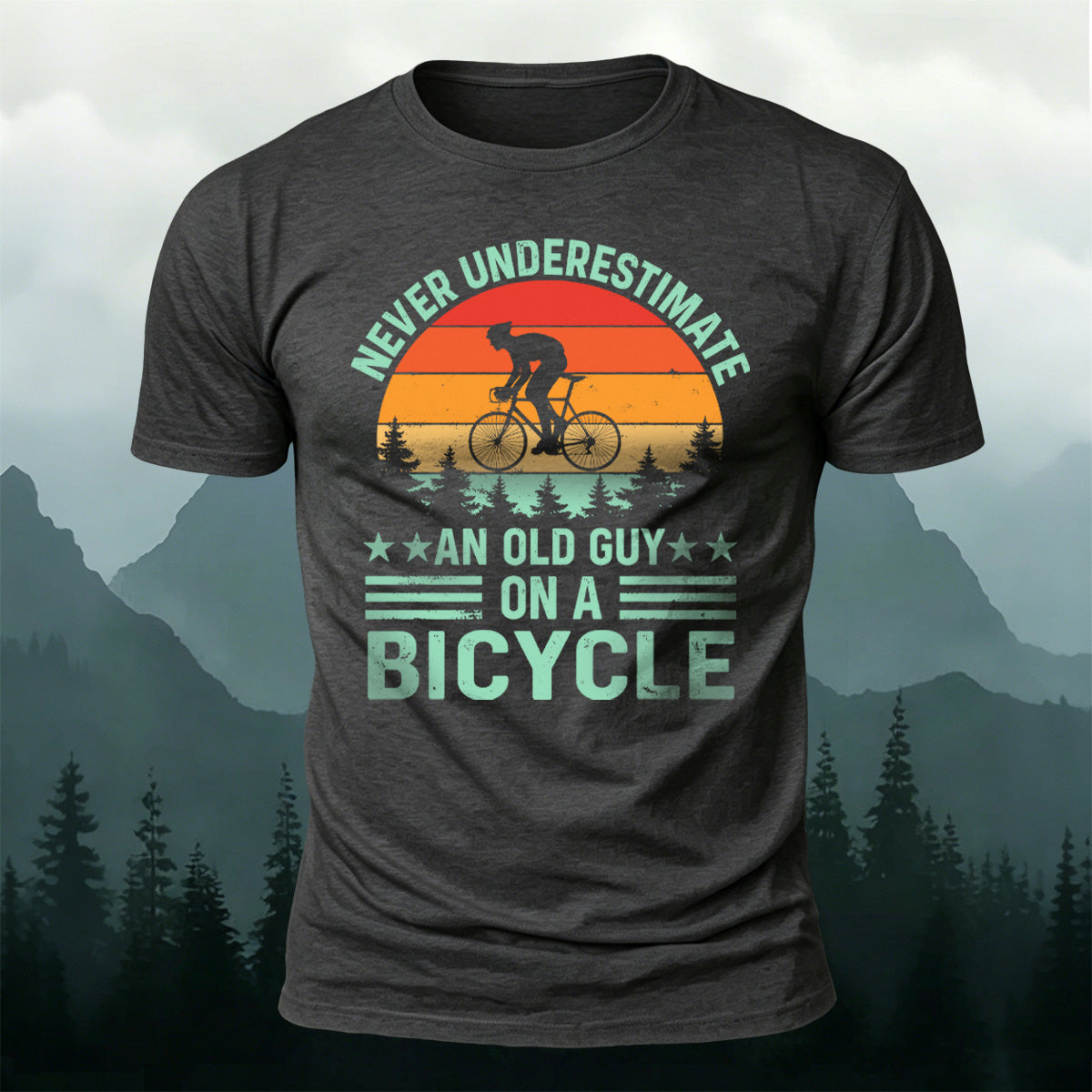 Cycling Spirit Printed Casual Breathable Material T-Shirt Dark Grey