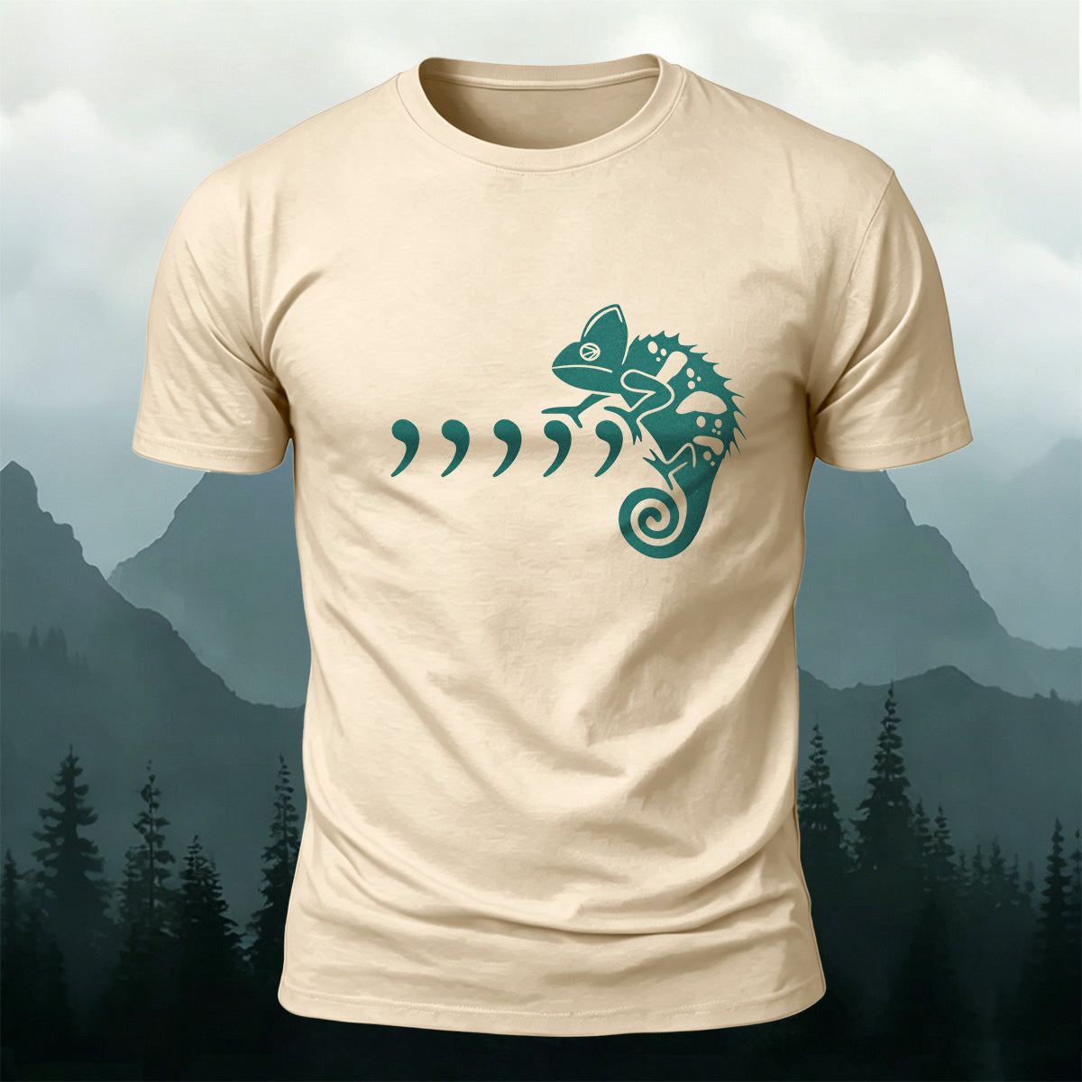 Comma Seahorse Cartoon Print Outdoor Casual Cotton T-Shirt