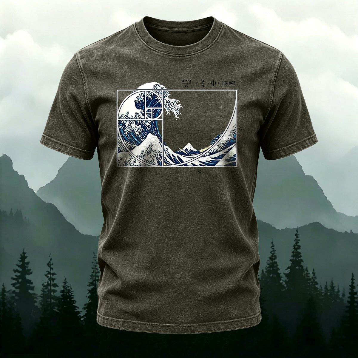 Surging Wave Print Ultra-soft Fabric Casual T-Shirt
