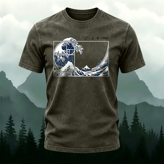 Surging Wave Print Ultra-soft Fabric Casual T-Shirt