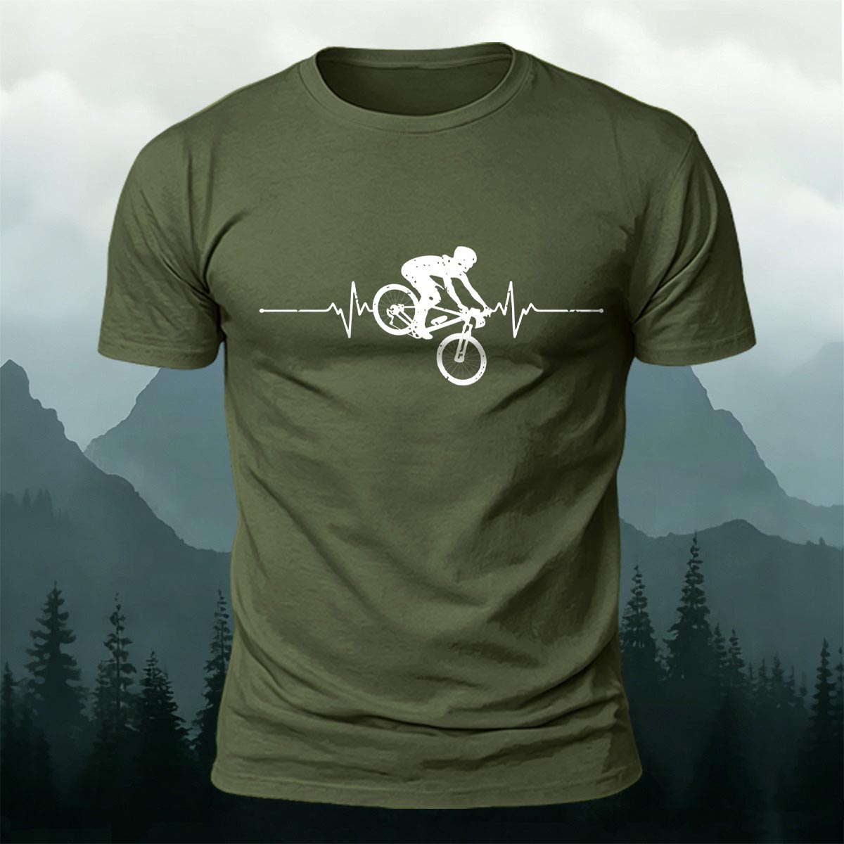 Minimalist Cycling Pattern Soft Comfortable Cotton T-Shirt AMG