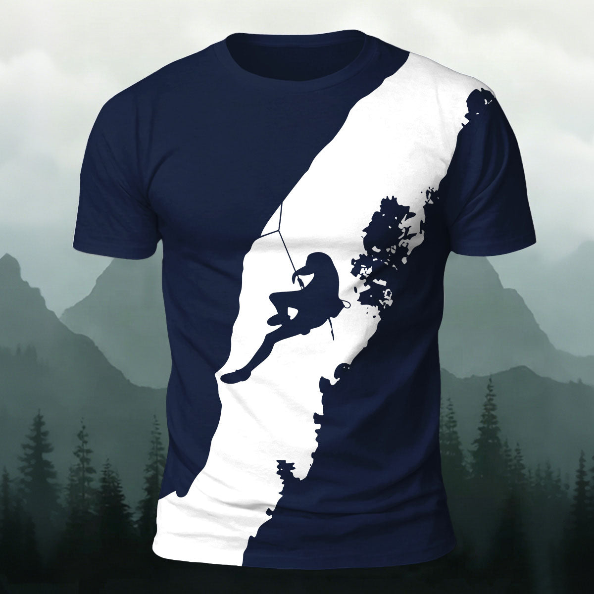 Climbing Enthusiast Print Natural Casual T-Shirt