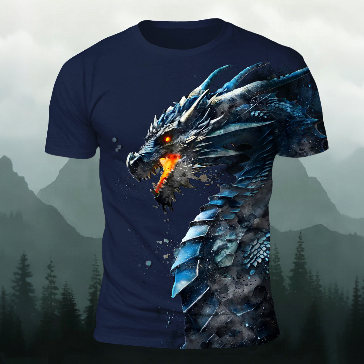 Sublimation Storm Dragon Graphic Cool Casual T-Shirt