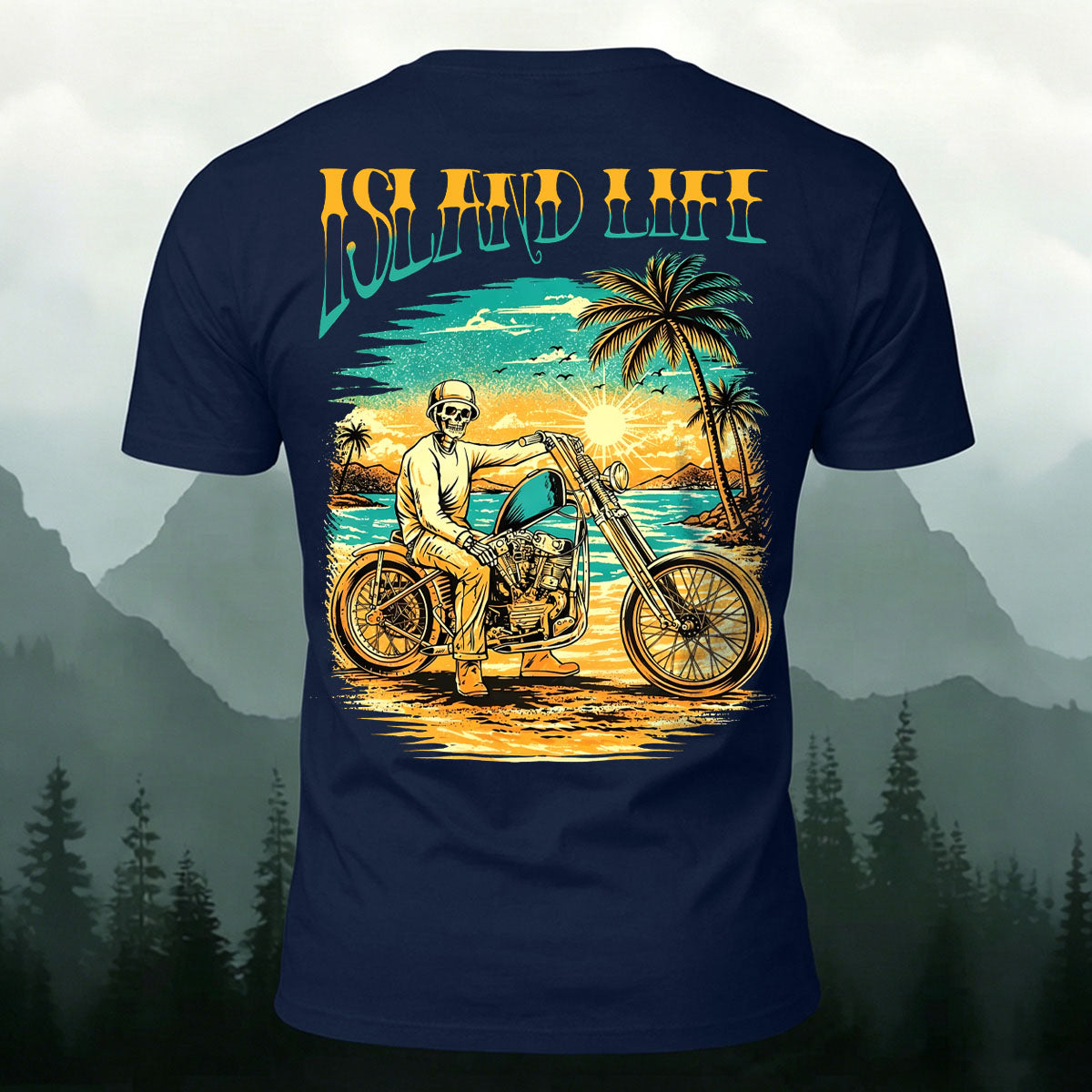 American Retro Motorcycle Skull Casual Cotton T-Shirt