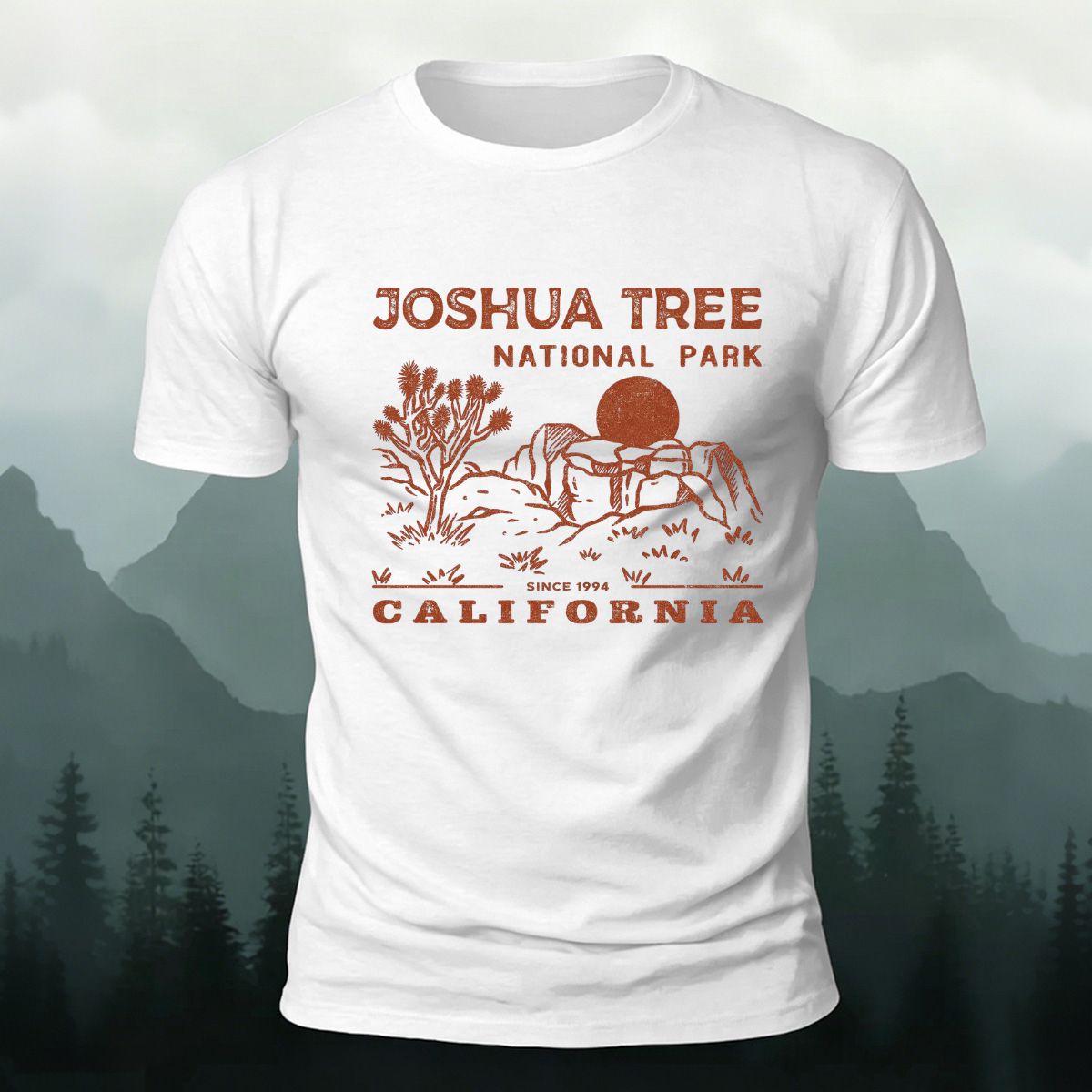 Joshua Tree Pattern  Premium Cotton T-Shirt White