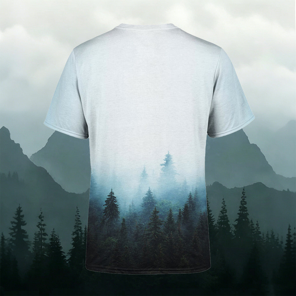 Solid Forest Print Casual T-Shirt