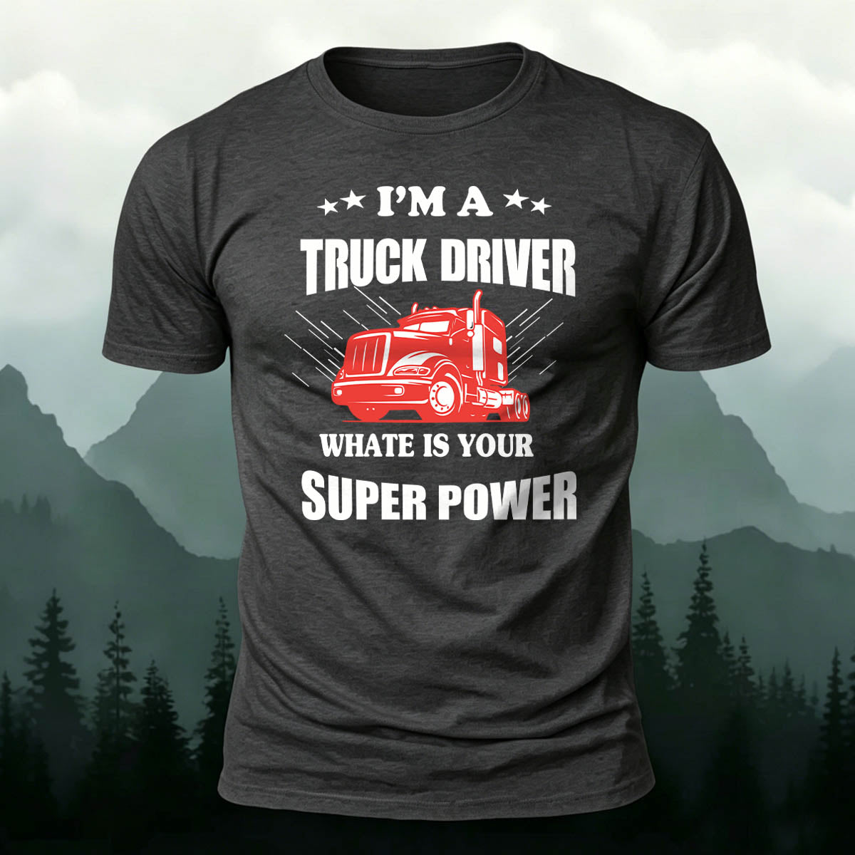 100% Cotton Trucker Print Trendy Casual T-Shirt
