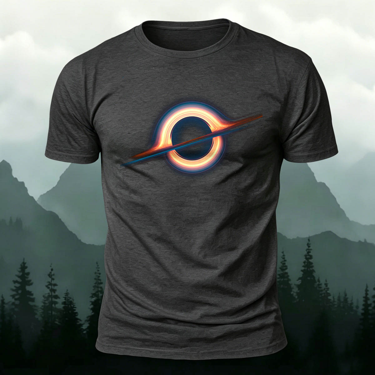 DTG Black Hole Sci-Fi Cosmic Art Casual T-Shirt
