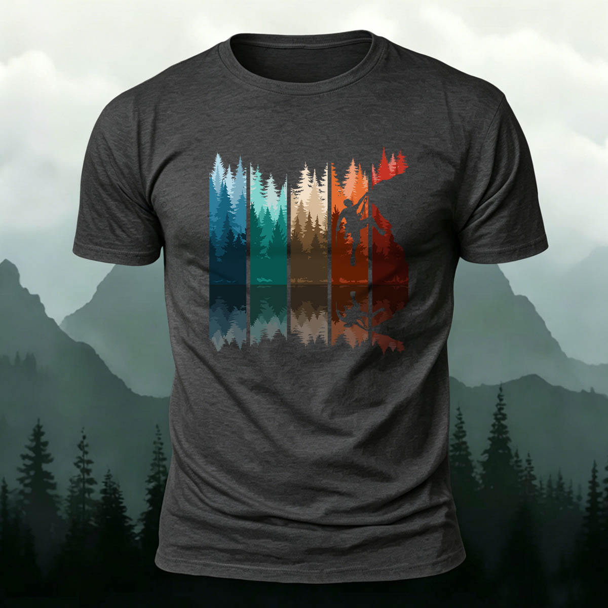 Colorful Adventure Mountain Print Outdoor Cotton T-Shirt