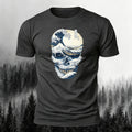 Cotton Skull Wave Art Print Outdoor T-Shirt