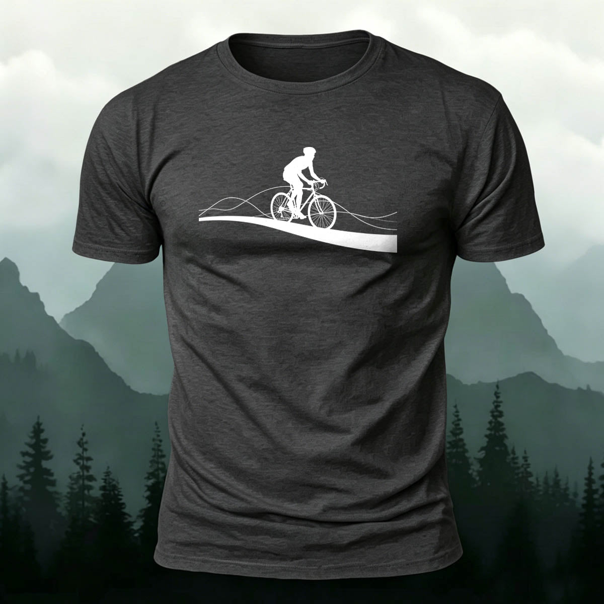 Road Cycling Art Print Comfortable Cotton T-Shirt