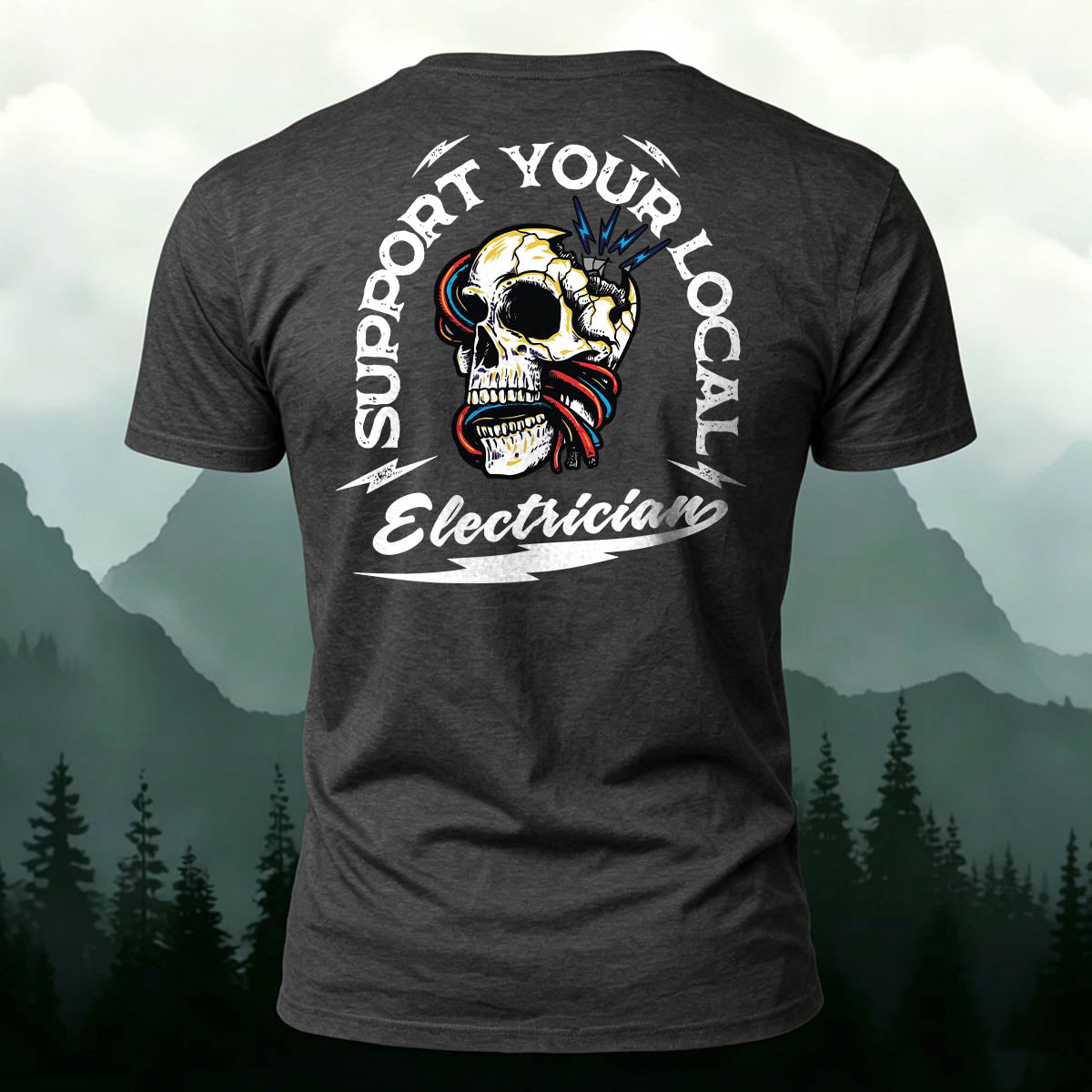 Cotton Creative Electric Wire Skull Casual T-Shirt