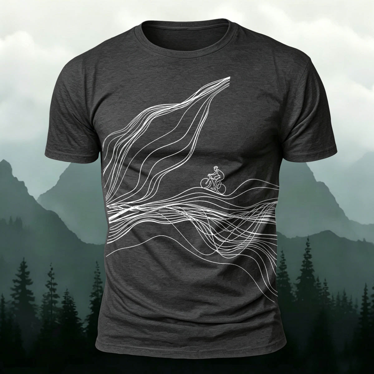 Sublimation  Line Art Cycling Graphic Casual Tee