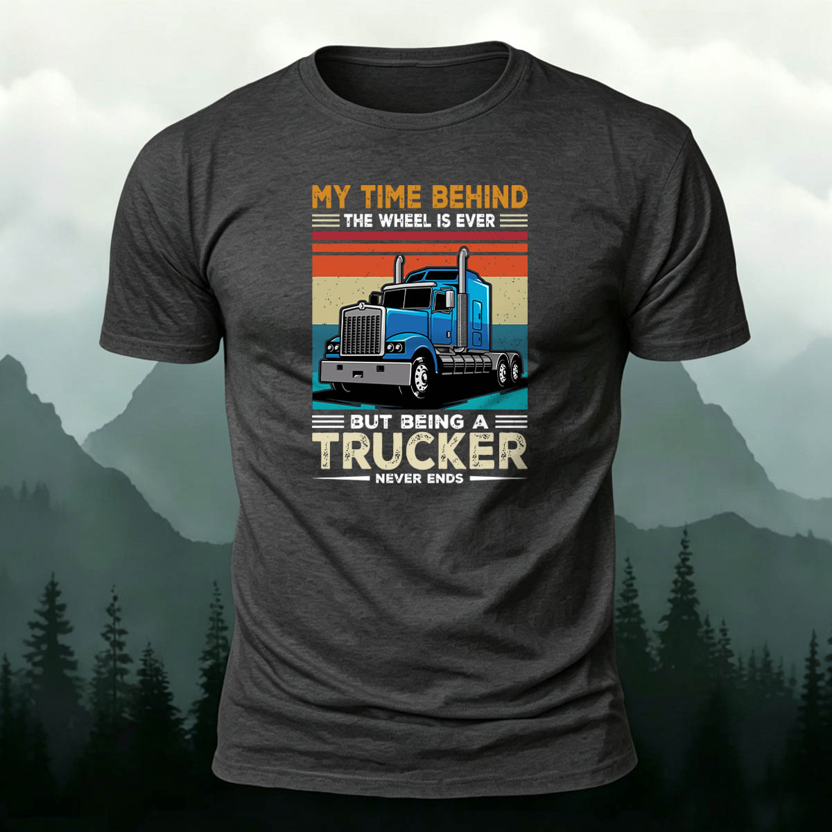 100% Cotton Truck Nostalgia Slogan Print Retro Tee