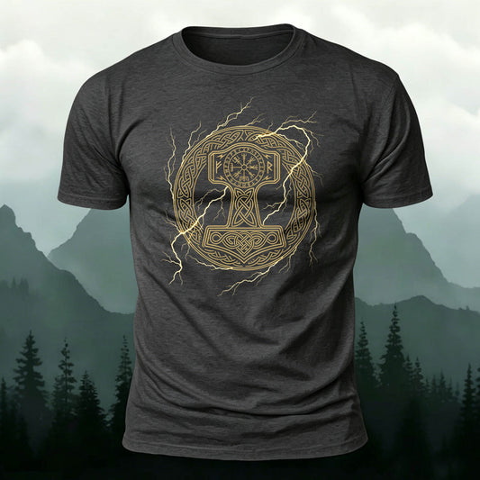 100% Cotton Viking Thor Hammer Graphic Personality Tee