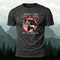 Cotton Fishing Silhouette Pink Print Skin-Friendly T-Shirt
