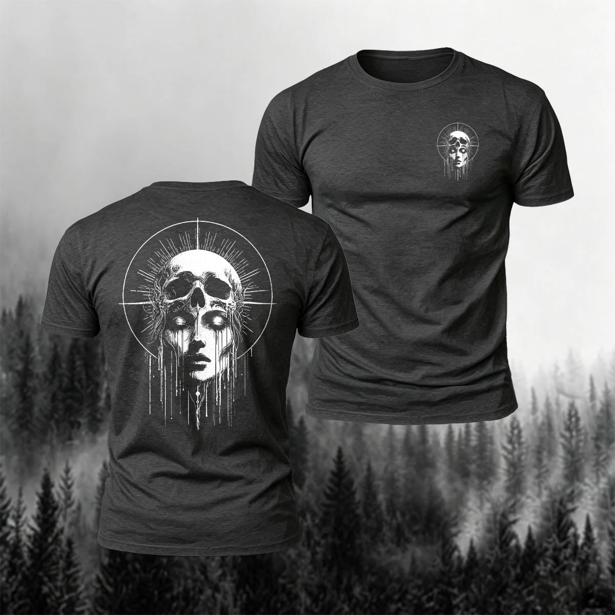 Cotton Dark Skull Art Print Casual T-Shirt