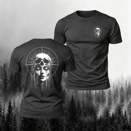 Cotton Dark Skull Art Print Casual T-Shirt