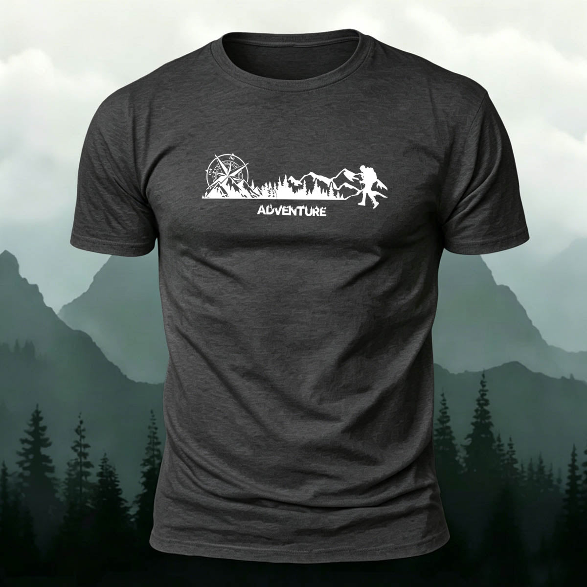 Snow Mountain Climbing Adventure Printed Casual Cotton T-Shirt