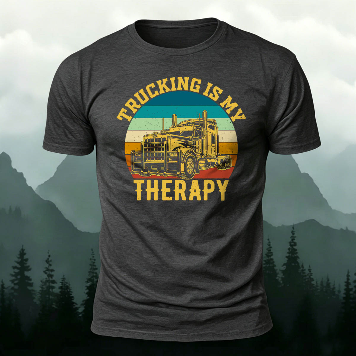 Combed Cotton Truck-Printed Casual T-Shirt