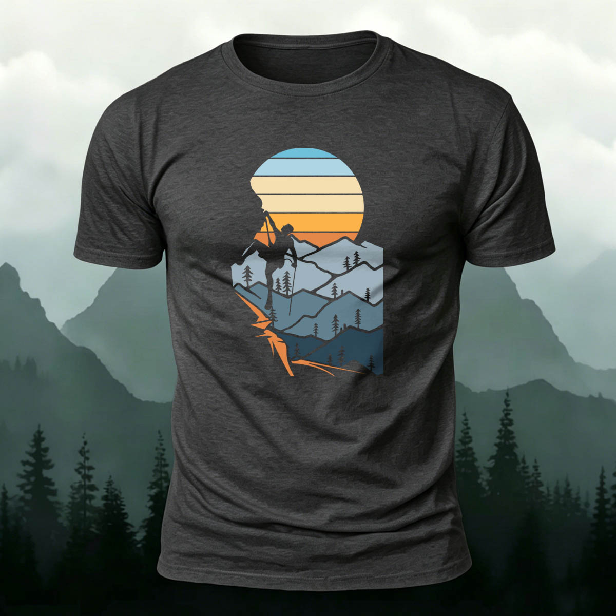 Outdoor Hiking Enthusiasts Adventure Print Cotton Tee