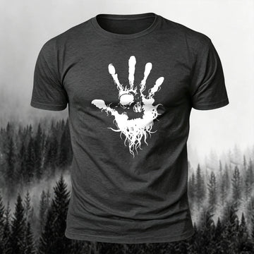 Cotton Skull Face Palm Print Outdoor T-Shirt