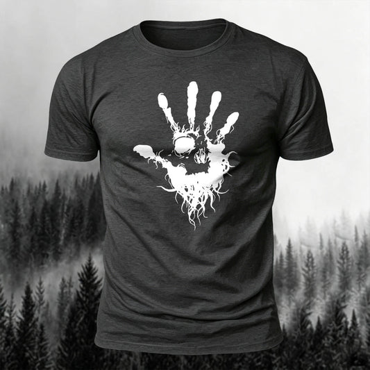 Cotton Skull Face Palm Print Outdoor T-Shirt