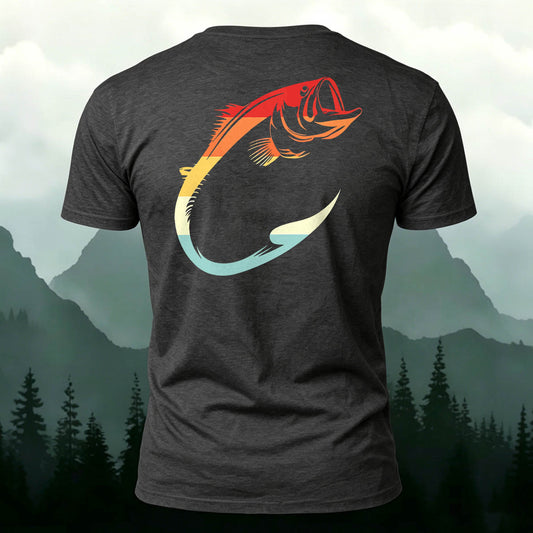 Fish Hook Print Simple Outdoor 100% Cotton T-Shirt