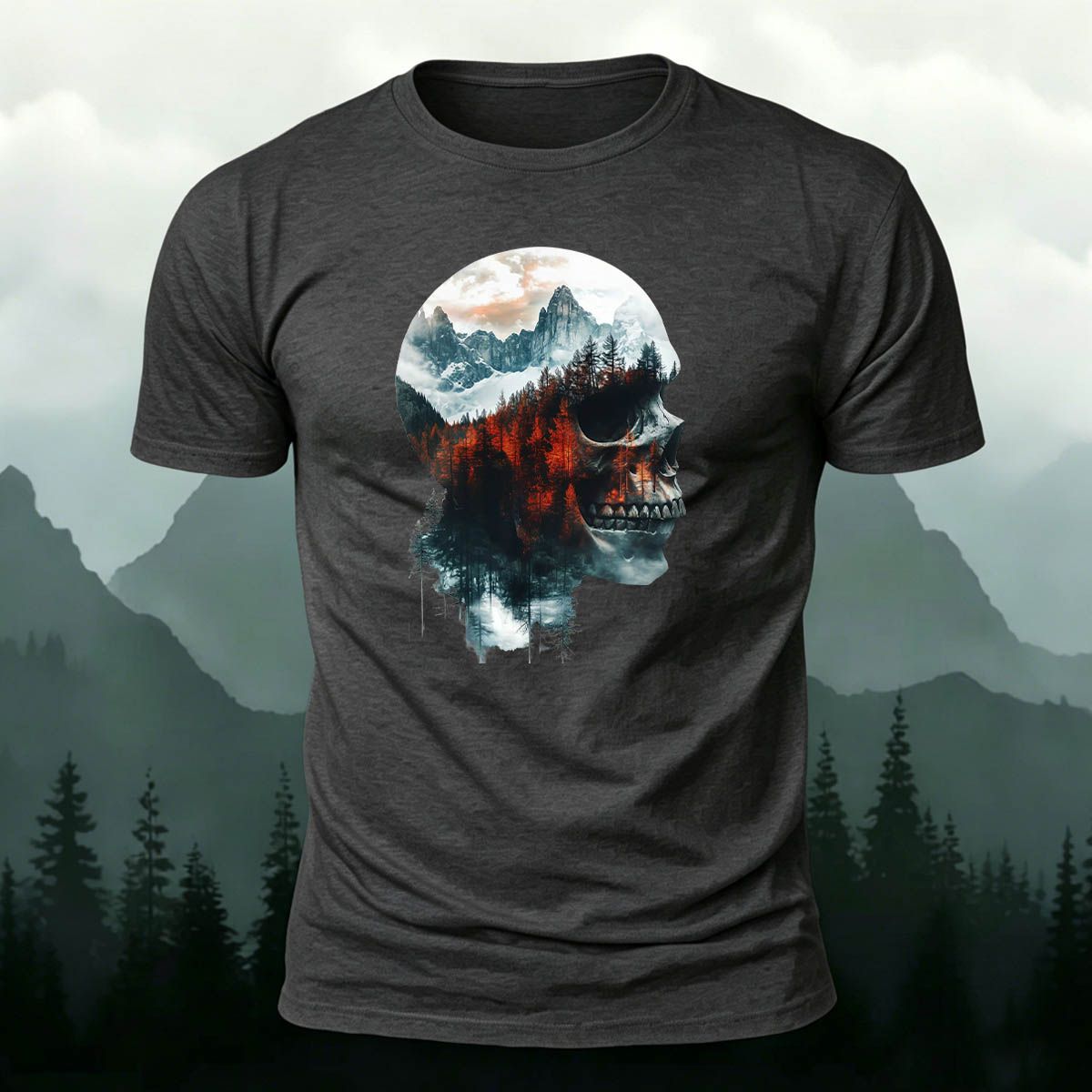 Skull Art Landscape Print Unisex Cotton T-Shirt