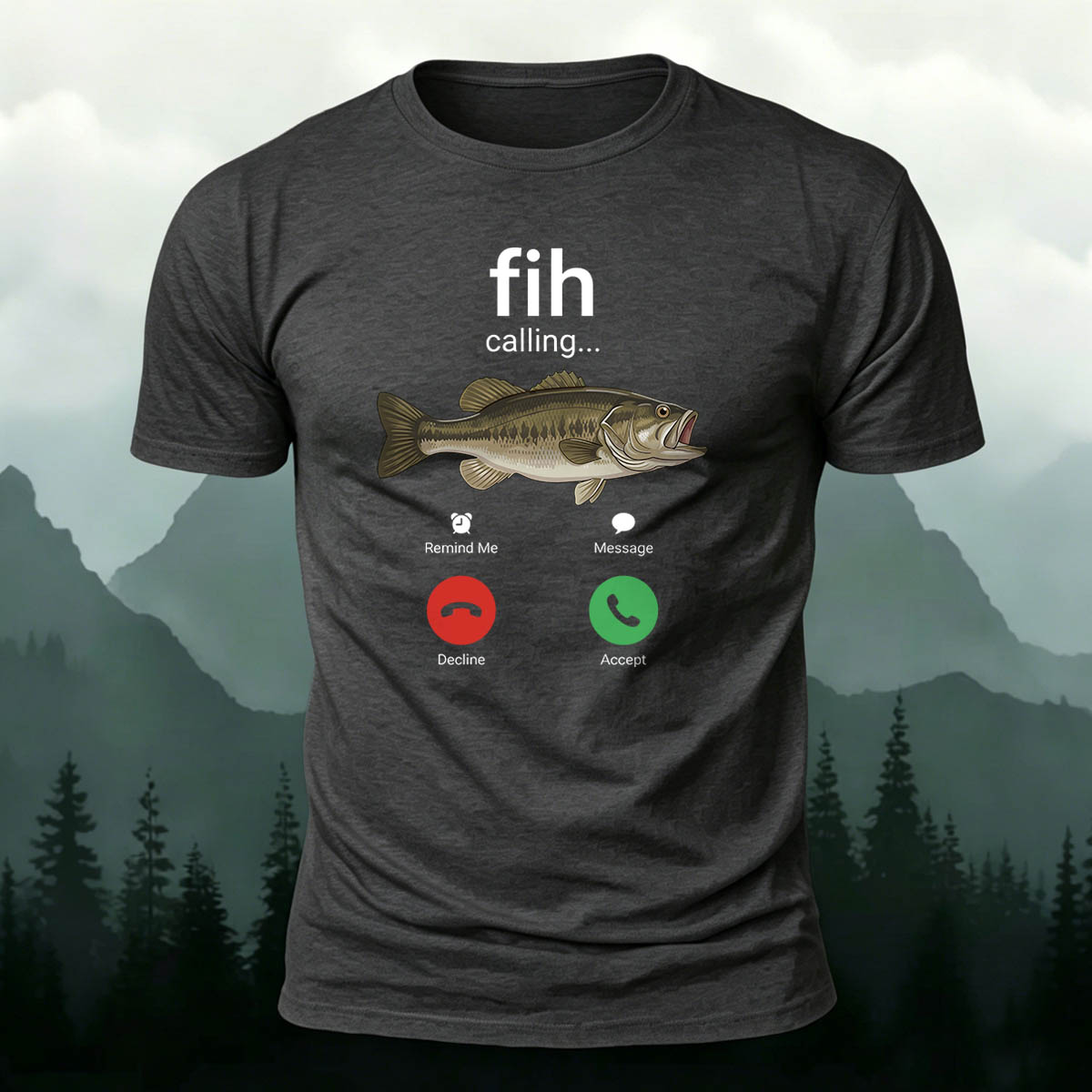 Fun Fishing Phone Casual Breathable T-Shirt