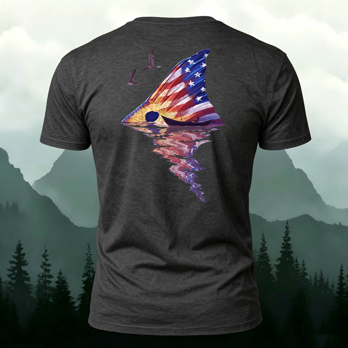 Cotton Fish Reflection Print Soft-Touch T-Shirt