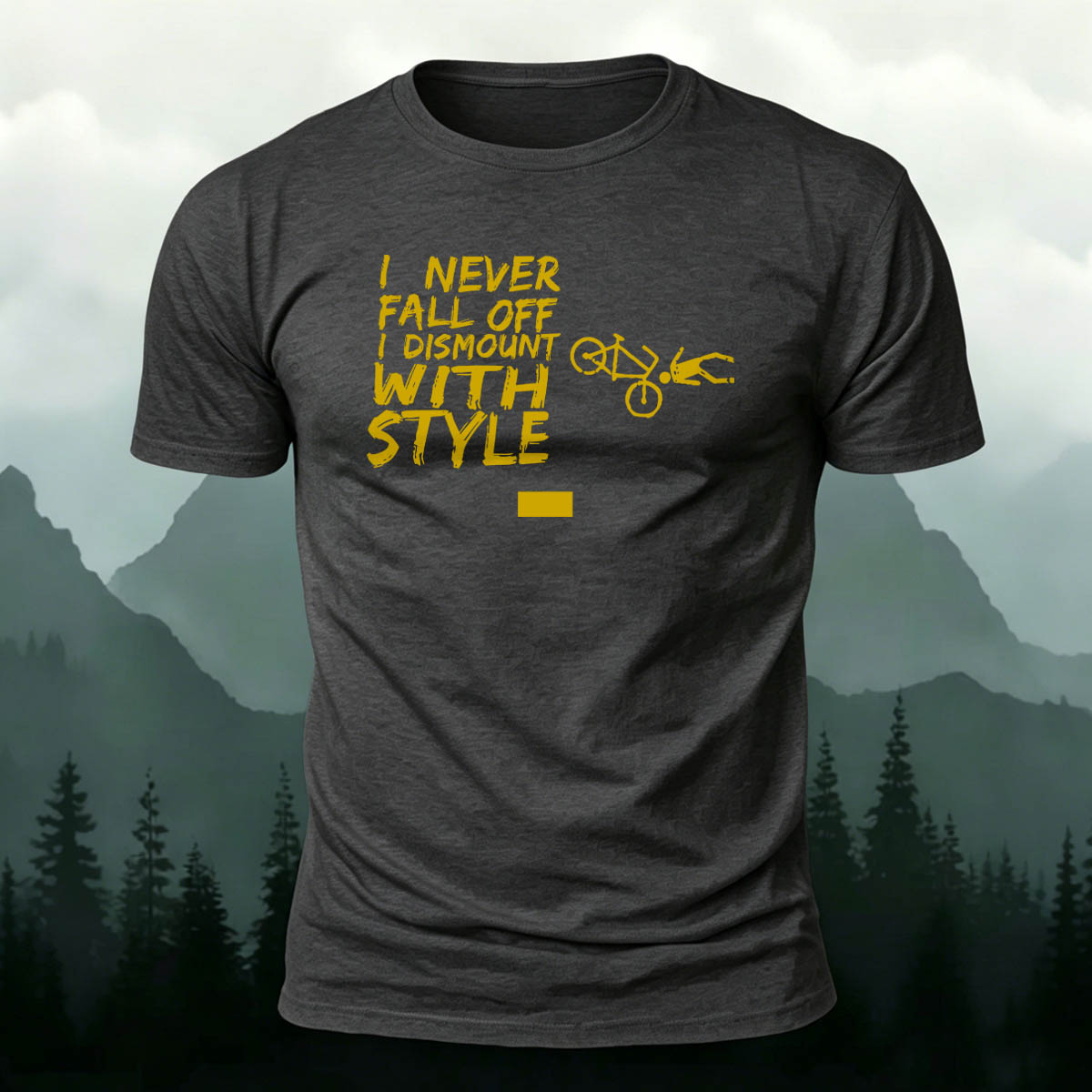 Cotton I Never Fall Off Printed Outdoor Cycling T-Shirt