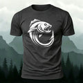 Combed Cotton Minimalist Fishing Print Versatile T-Shirt