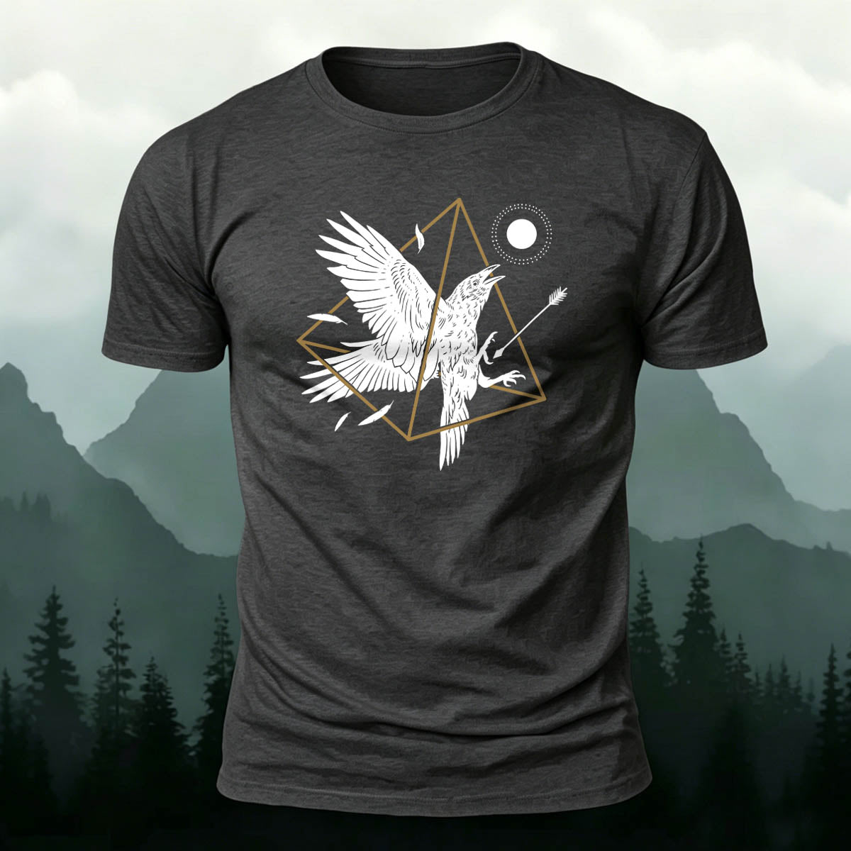 Combed Cotton Capturing Birds Print Casual T-Shirt