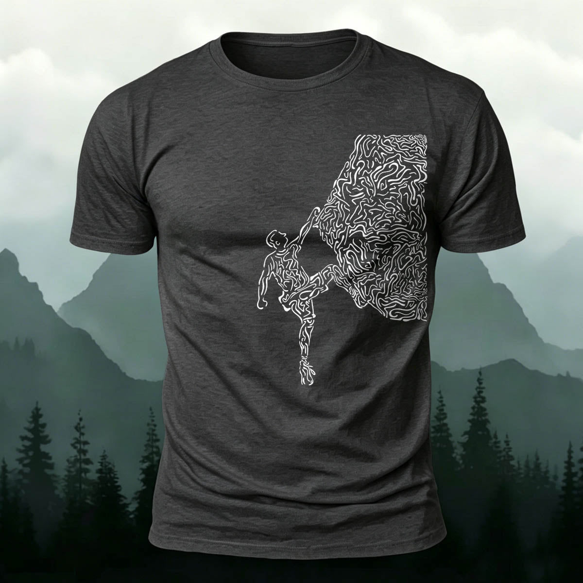 Rock Climbing Artwork Print Casual Cotton T-Shirt