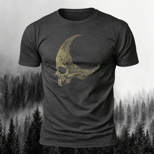 Cotton Skull Art Print Casual Round-Neck T-Shirt