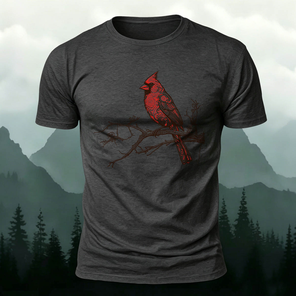 Vintage Red Cardinal Casual 100% Cotton T-Shirt