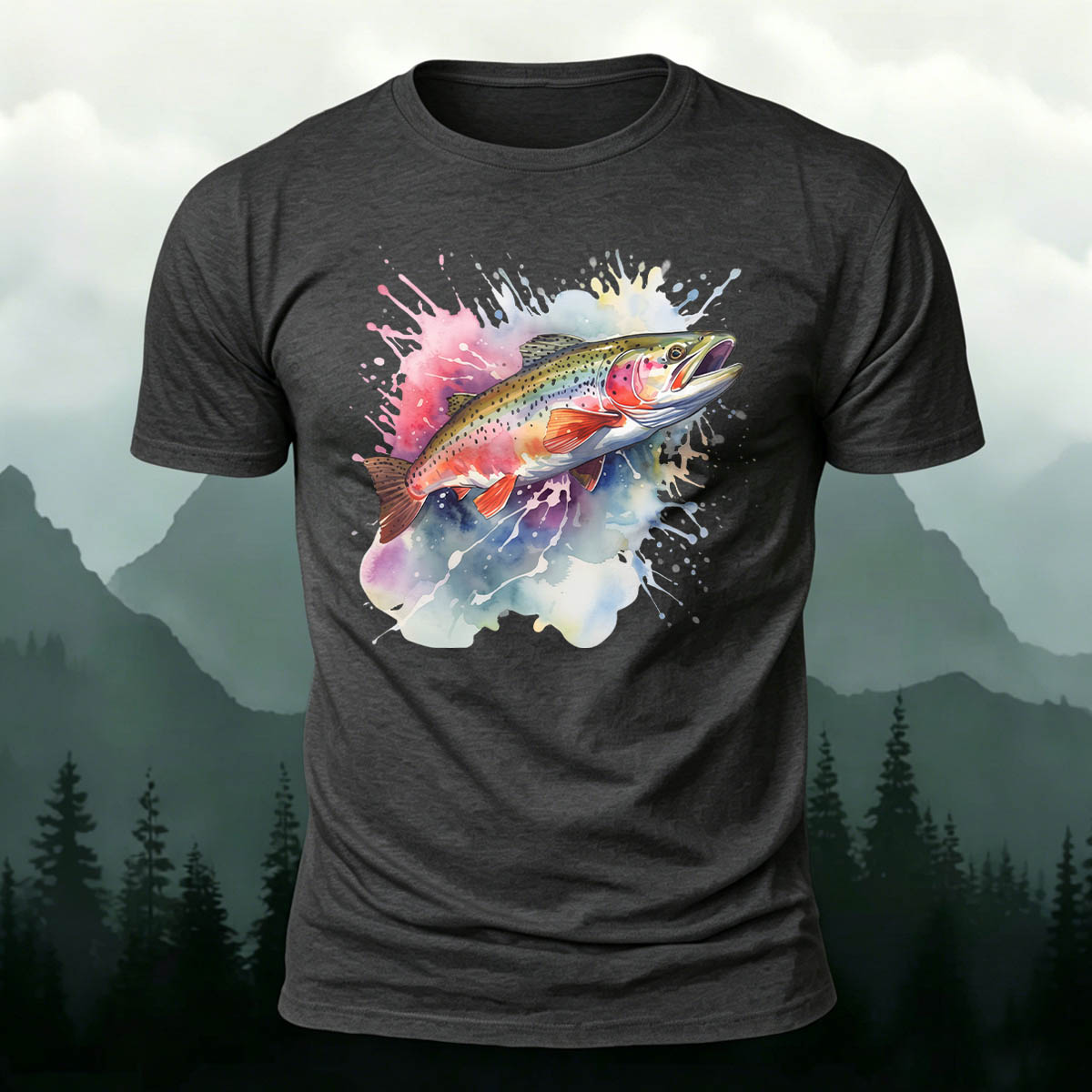Minimalist Trout Graphic Outdoor 100% Cotton T-Shirt