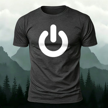 Power Button Print—Versatile Cotton T-Shirt