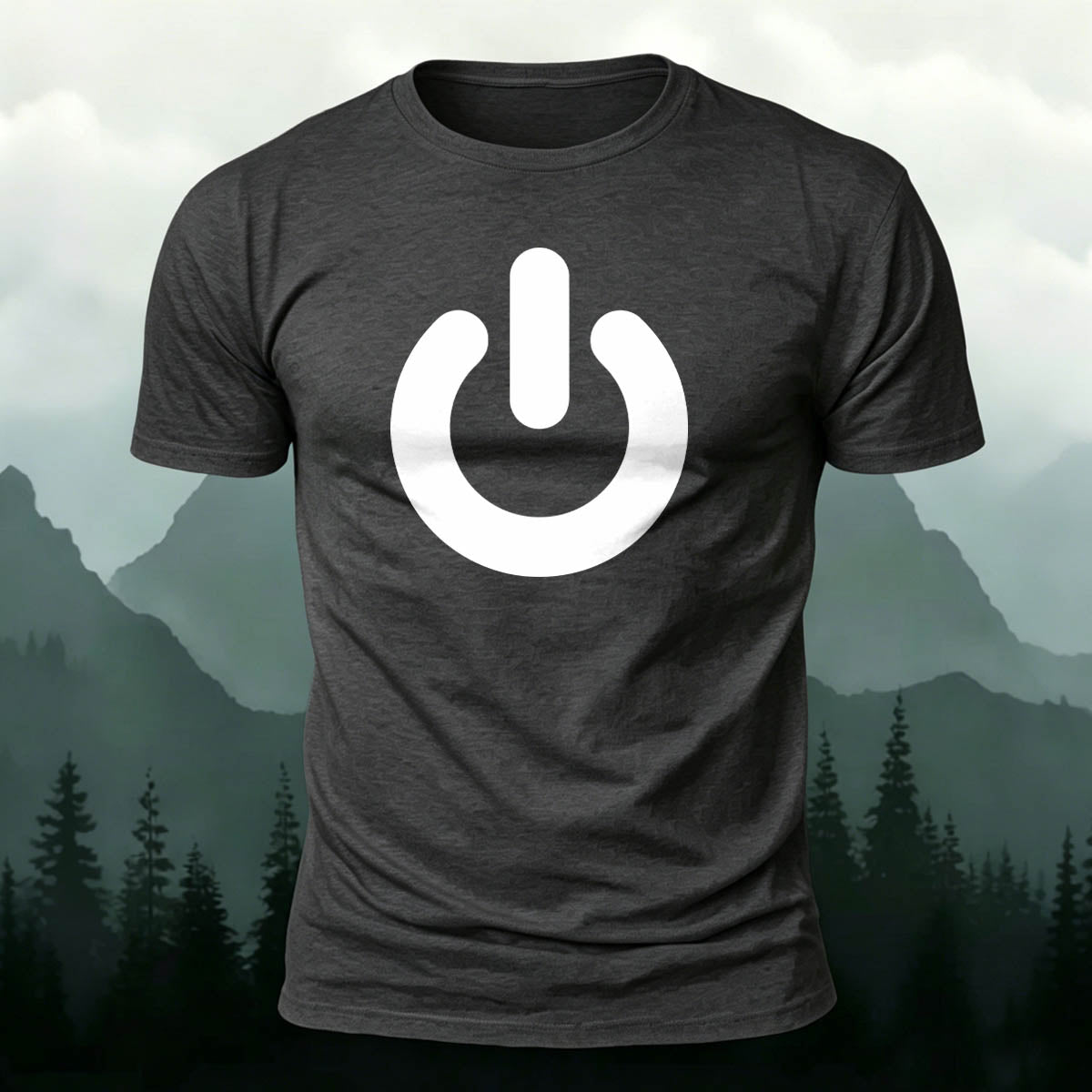 Power Button Print—Versatile Cotton T-Shirt