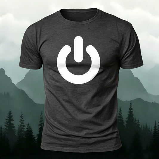 Power Button Print—Versatile Cotton T-Shirt
