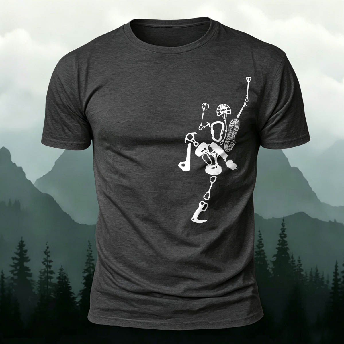 Fun Rock Climbing Print Casual Cotton T-Shirt